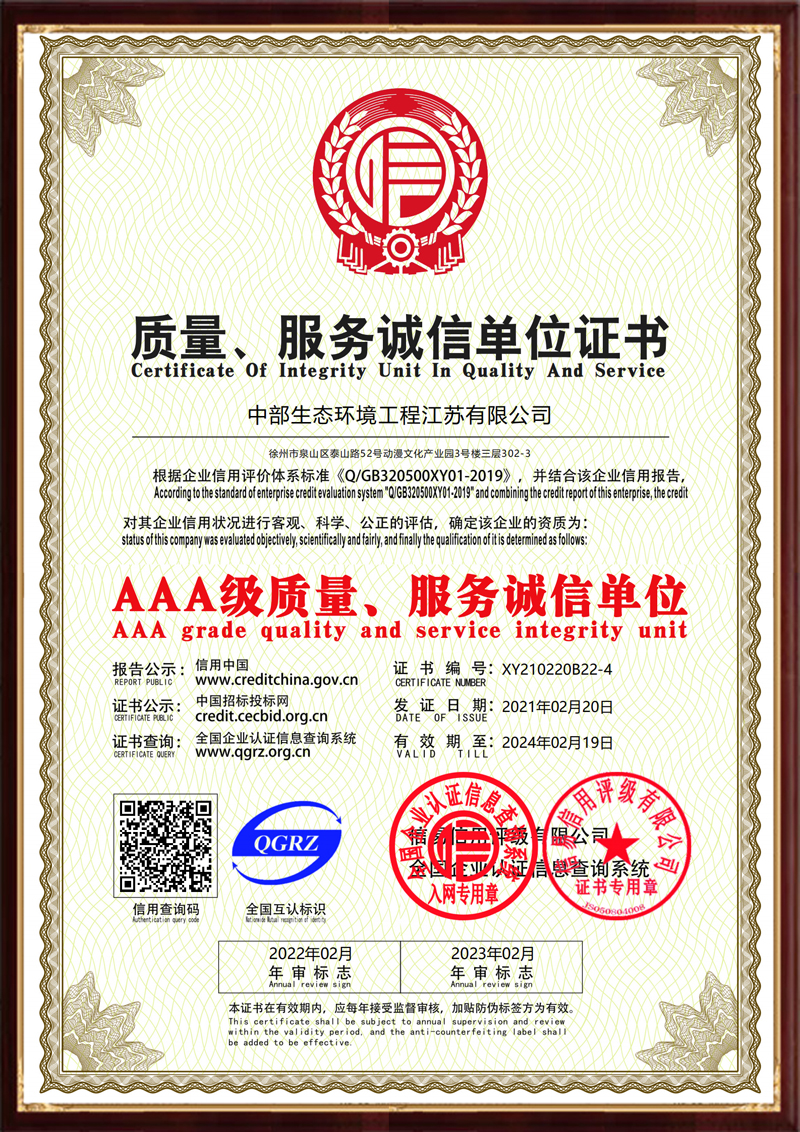 質(zhì)量、服務(wù)誠(chéng)信單位證書